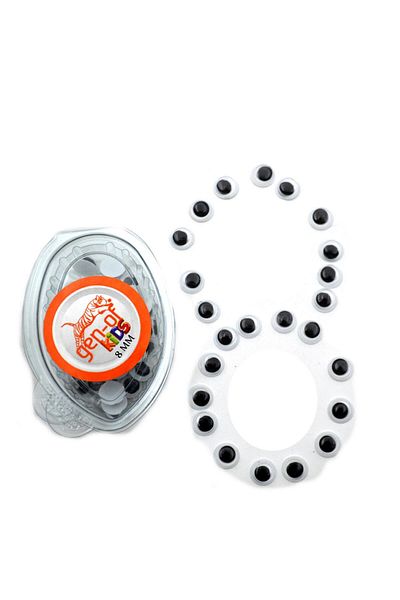 Gen-Of Black and White Movable Eye - 8 Mm, 36 Boxes, Gen7208-36