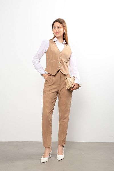 İKLİM LİFE Mink Striped Vest and Trousers Set