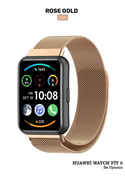 CONOCER حزام حزام مغناطيسي مطرز بشبكة معدنية متوافقة مع ساعة Huawei Watch Fit 2
