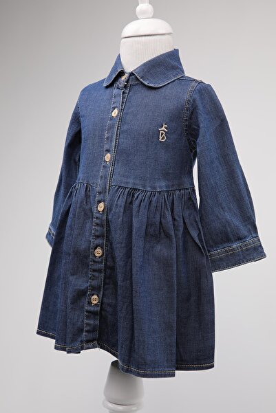 Babydola Jean Görünümlü Bayramlık Kız Bebek Çocuk Spor Elbise 13889