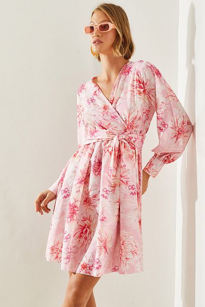 Bianco Lucci Rochie de damă cu curea dublu cu imprimeu floral - 181076 60251607