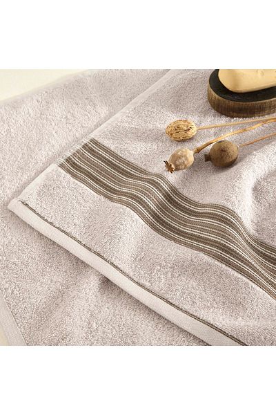 Taç Border Cotton Single Bath Towel Stone