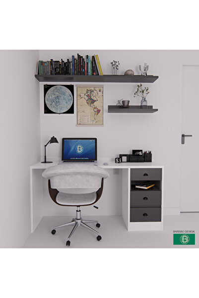 barisbo design Çalışma masası raflı ve çekmeceli geniş depolama alanlı