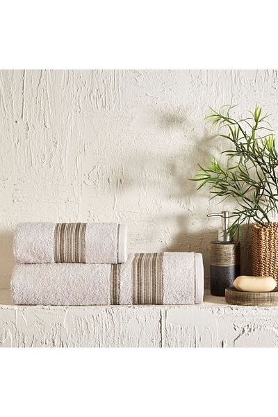 Taç Border Cotton Single Bath Towel Stone
