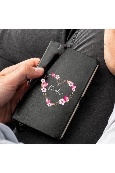 Hediye Vakti Special for Lover - Heart Designed Gift Leather Notebook