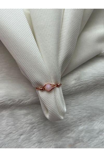 PelvedDesign Minimal Design Pink Crystal Copper Wire Ring