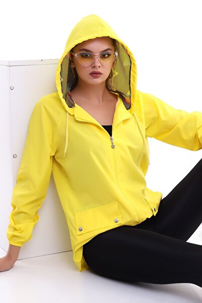 forte bella Φαρδιά εφαρμογή Λεπτό αθλητικό αδιάβροχο και αντιανεμικό με τσέπες με μοτίβο αστεριών στο κουκούλα