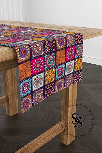 Saso Runner imprimat digital cu model Mandala mozaic