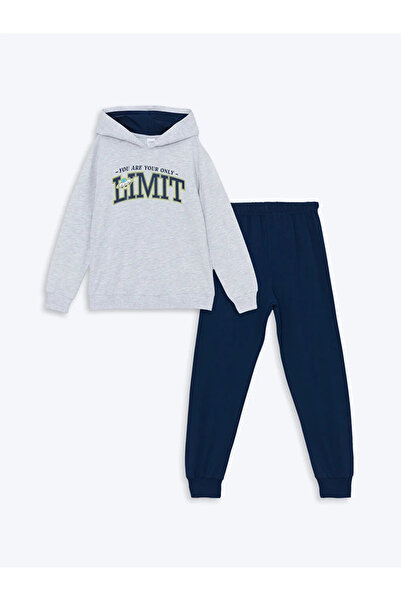 LC Waikiki Σετ μακρυμάνικη πιτζάμες με κουκούλα για αγόρι