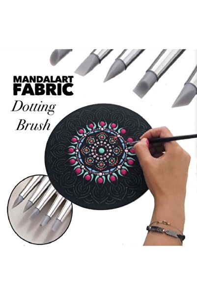 Mandalart Fabric Dot Mandala Fırçası, Silikon Uçlu, Dot Desen Fırçası, 5 Farklı Uç Seçenekleriyle