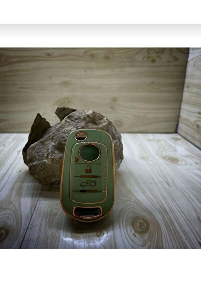 GMA KEYS Husă pentru chei Fiat Egea Green Gold Nano - 3 butoane, bas, prima calitate