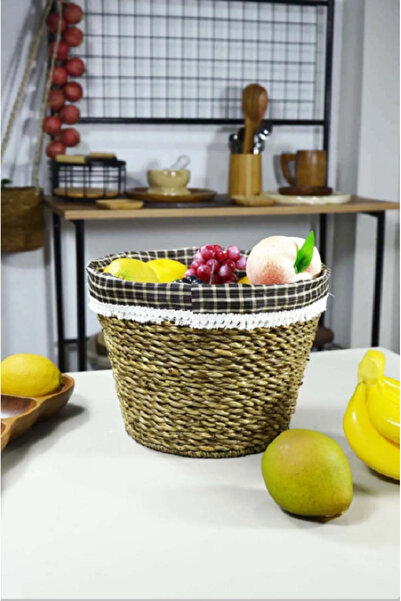Homeland Çok Amaçlı Hasır Kumaşlı Yuvarlak Patates Soğan Sebzelik Sepeti