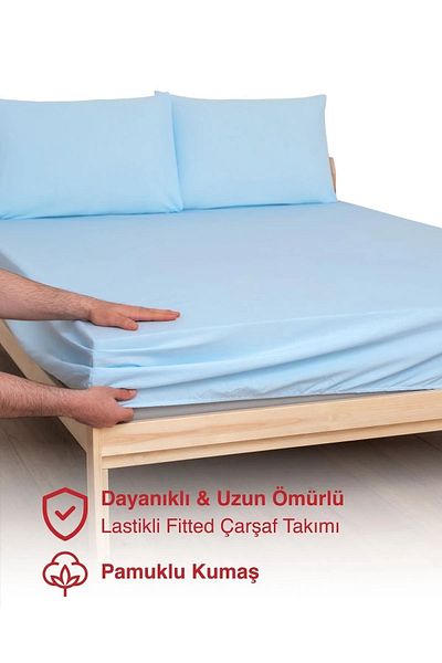 ROZET TEKSTİL Țesătură din bumbac pieptănat 100% bumbac - cearșaf de pat elastic simplu/dublu
