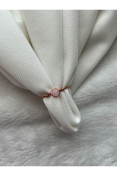 PelvedDesign Minimal Design Pink Crystal Copper Wire Ring