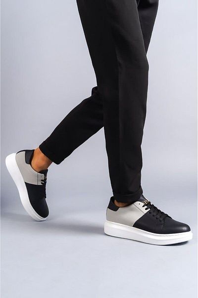Aymood Ανδρικά αθλητικά παπούτσια SLW151 Boost Suede - Lace-Up, Casual Μαύρο/Γκρι