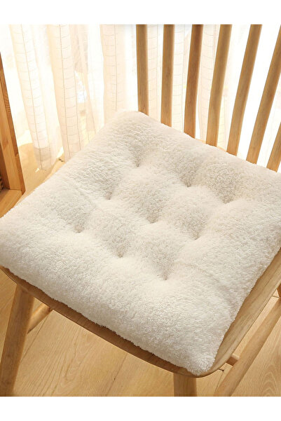 Rual Ev Dekoratif Teddy Bukle Kumaş Sandalye Minderi Yer Oturma Minderi 40x40 (1 Adet)