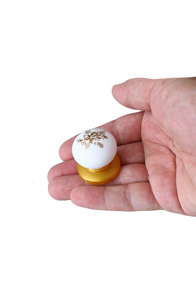 Badem10 Buton de mâner din polimer Tabla cu model alb Mobilier de aur Dulap de bucătărie Sertar Mâner dulap Mâner 10 buc.