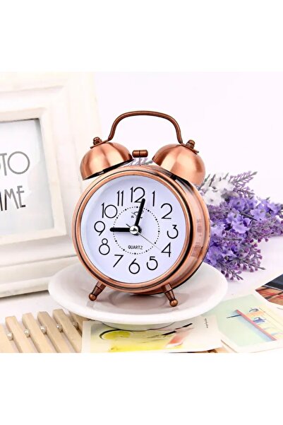 Sarego Nostaljik Masa Saati Alarmlı Zilli Pili Işıklı Metal Çalar Saat Ev Oda...