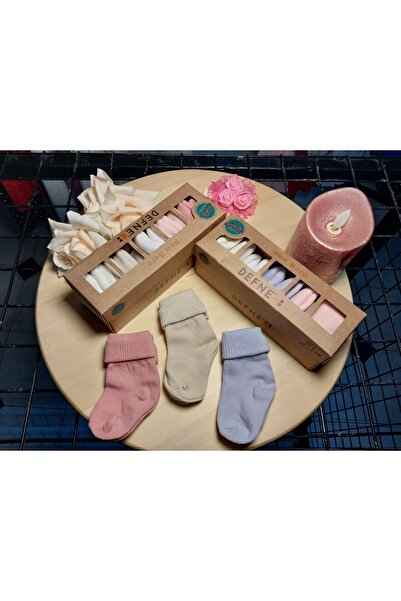 Defne Kız Çocuk Organik Pamuklu  6'lı Bebe Çorabı