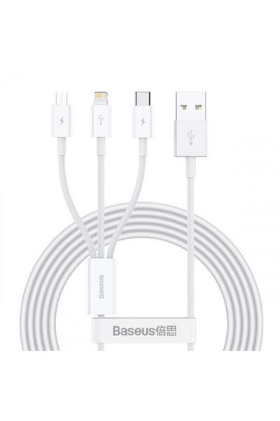 Polham Baseus 50 CM Metre 3.5Amper Yüksek Hızlı 3in1 Type-C, İphone Lightning ve Micro Şarj ve Data Kablosu