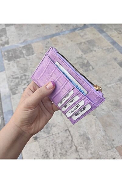 ilknurbutik Lila Kroko Desen Kartlık Cüzdan