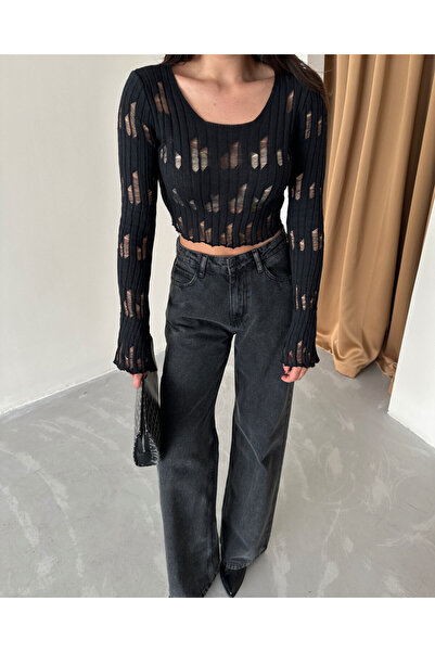 miratriko Pulover de tricotaj decoltat - Detaliu rupt