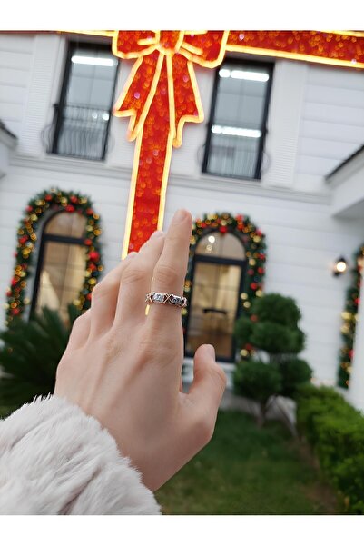 Stilly Kararmaz Çelik Zirkon Taşlı X Tiffany Ayarlanabilir Yüzük