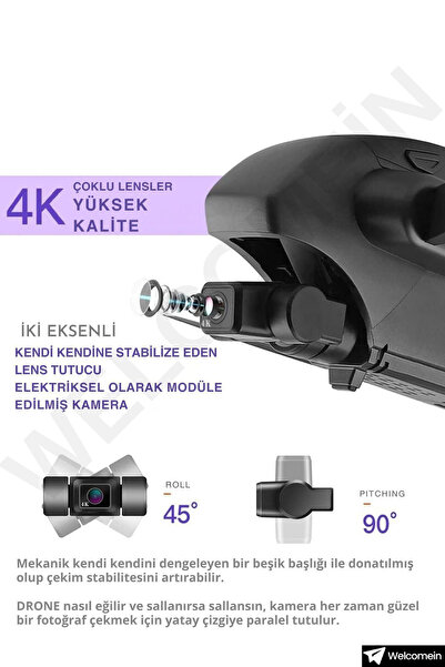 Marsel oyuncak Drone 4k Full Hd Taşıma Çantalı Havada Sabit Kalabilen Kameralı Profesyonel 3 km menzil GPRS