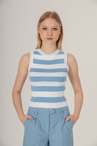 İLKCET MODA Γυναικεία πλεκτά ριγέ Crop