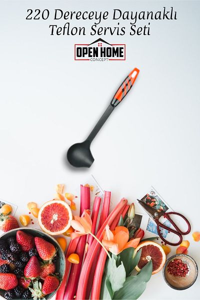 Open Home Concept Red Teflon Service Set - 220 °   Durable Fireproof Non-Stick Sauce Ladle 1 Piece