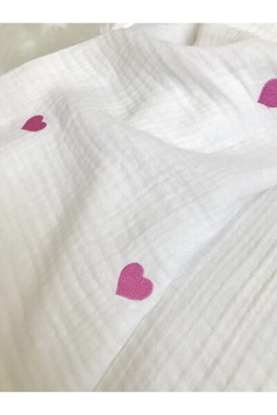 Müslin Battaniye Bebekler İçin Pembe Kalpli Çok Amaçlı Örtü
