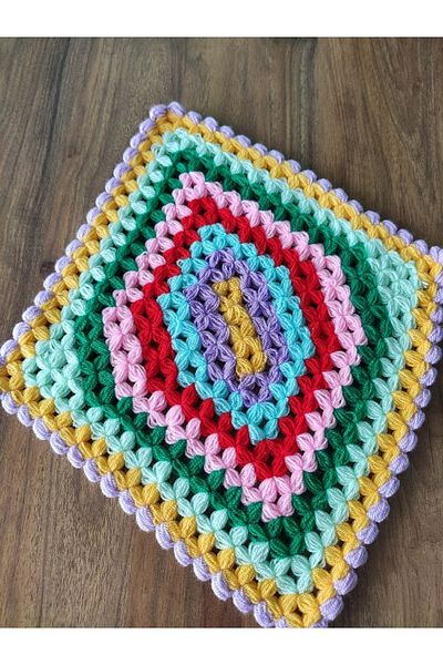 HANIMKIZ Square Patterned Dowry Bath Loofah - Hand Knitted