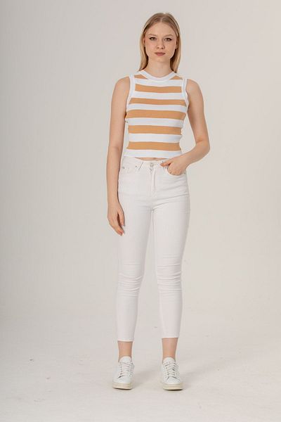 İLKCET MODA Γυναικεία πλεκτά ριγέ Crop
