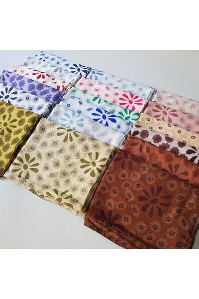 Modakaşmir Green Vintage Daisy Patterned Bamboo Shawl