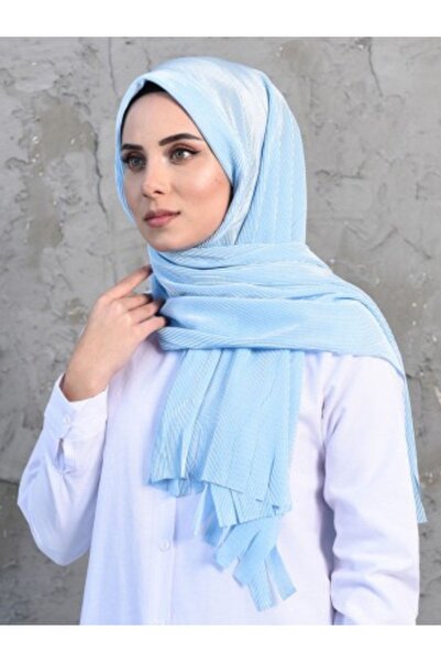 Moda Asse Pliseli Hijab Pratik Hazır Şal Bebe Mavisi