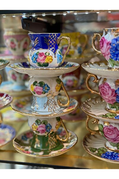 ester مجموعة فناجين القهوة المرسومة يدويًا من ESTERHOMEDECOR