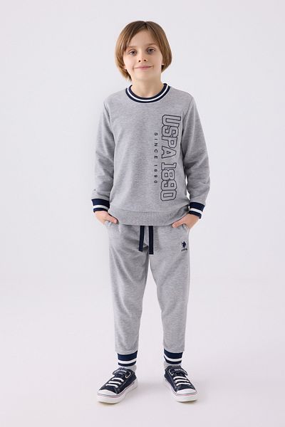 U.S. Polo Assn. Σετ φόρμας για αγόρια - με άδεια χρήσης, πολύχρωμη λεπτομέρεια με κορδέλα, κάτω και επάνω σετ