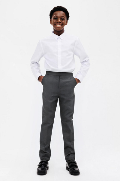 OKULCUBABA Момчешки сиви панталони от тъкан - удобна еластична талия, модерни...