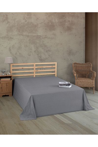uykulife home collection ملاءة سرير سادة مزدوجة باللون الرمادي من Uykulife