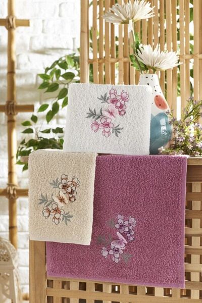 sternen glanz Zestre brodate Adelina Butterfly Fluffy - Set prosoape de bucătărie 3 bucăți 30x50