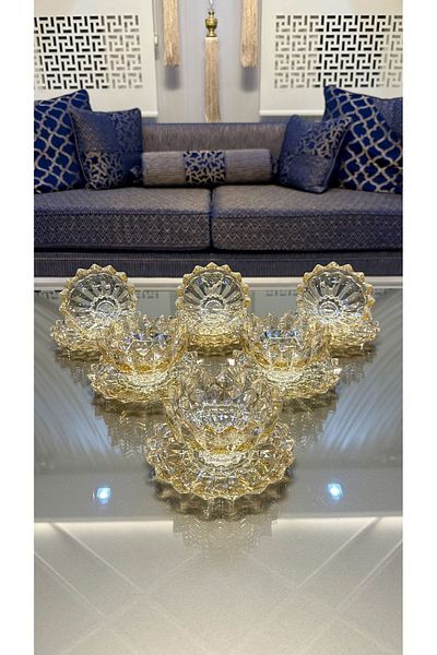 ALMARANDİ 12 Piece Gold Snack Bowl Set for 6 People