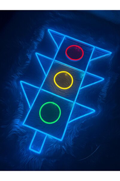 dekoraven Trafik Lambası çocuk odası neon led duvar dekoru(60x40cm)