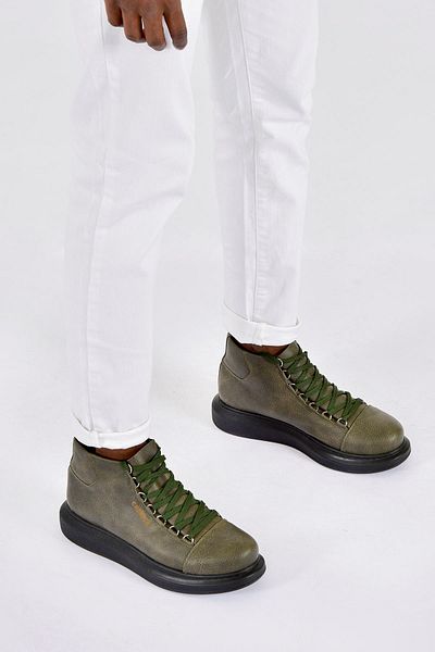 Joy Man J258 Roma Ανδρικά Αθλητικά Μποτάκια - Lace-Up, Ορθοπεδική Σόλα, Casual Skin Khaki