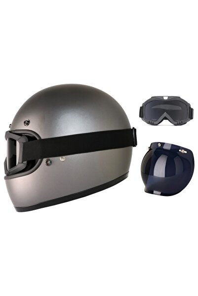 MOTOANL Motosiklet Retro Kask Harley Cafe Racer Vespa Modüler ve Anti UV Gözl...