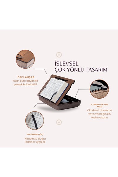 Vigo Wood Cushioned Book Holder Bed Reading Stand Laptop Holder Tablet Holder