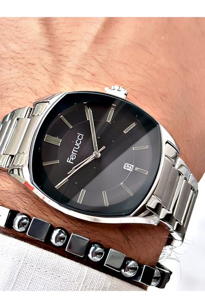 Ferrucci men's Silver Colored Classic Steel Cord Glass Watch
