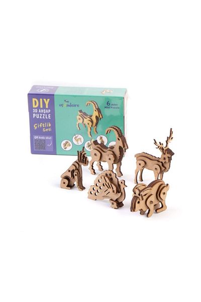 Uçandaire - Wooden Farm Set / Natural and Educational DIY Model Toy