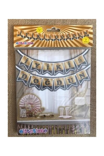 Deniz Party Store Χρυσό Πολύχρωμο Γκρι Glitter Καλή Ημέρα Γενεθλίων