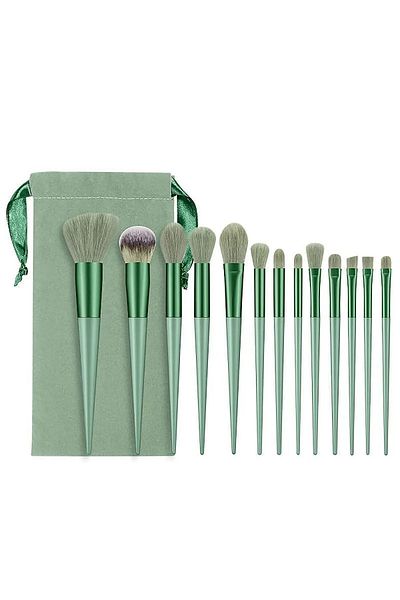 safestore Green Velvet Pouch 13-Piece Professional Makeup Brush Set