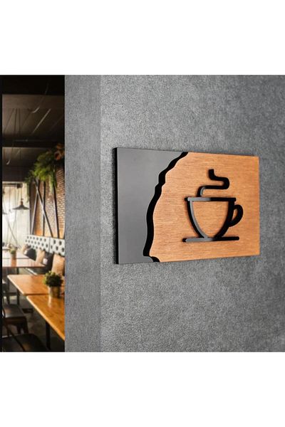 Enissimo Cafe Coffee Restaurant Cafe Warning Sign Wooden Board Adhesive 30X11 cm